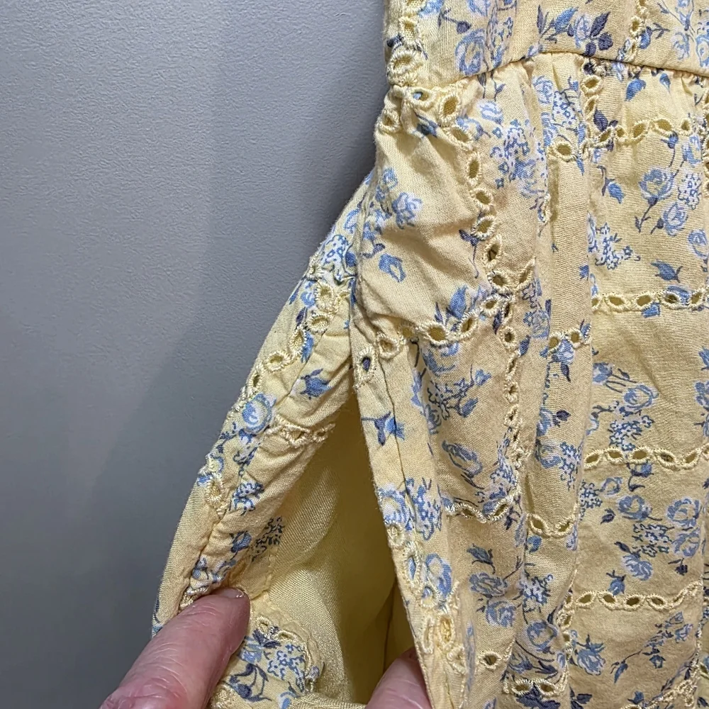 Abercrombie & Fitch Kids Ruffle Sleeve Dress Yellow & Blue Floral Size 13/14 - Picture 9 of 15